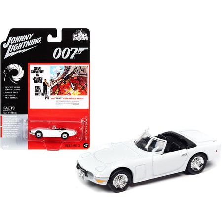 1967 Toyota 2000GT Convertible White (James Bond 007) "You Only Live Twice" (1967) Movie "Pop Culture" Series 1/64 Diecast Model Car by Johnny Lightning-Johnny Lightning-ModelCars.com