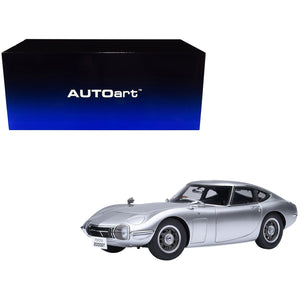 1967 Toyota 2000GT RHD (Right Hand Drive) Silver Metallic 1/18 Model Car by Autoart