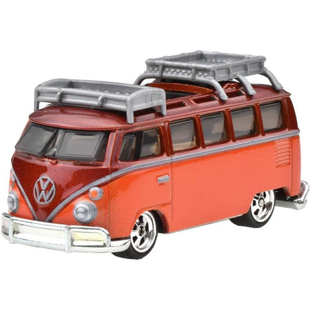 1967 Volkswagen Samba Bus Orange and Dark Red Metallic with Roof Rack "Boulevard" Series Diecast Model Car by Hot Wheels-Hotwheels-ModelCars.com