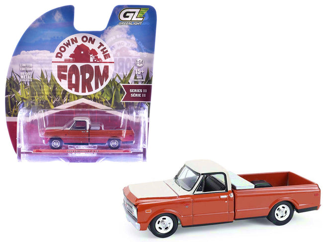 1968 Chevrolet C-10 Pickup Truck with Toolbox Orange and Beige "Down on the Farm" Series 11 1/64 Diecast Model by Greenlight-Greenlight-ModelCars.com