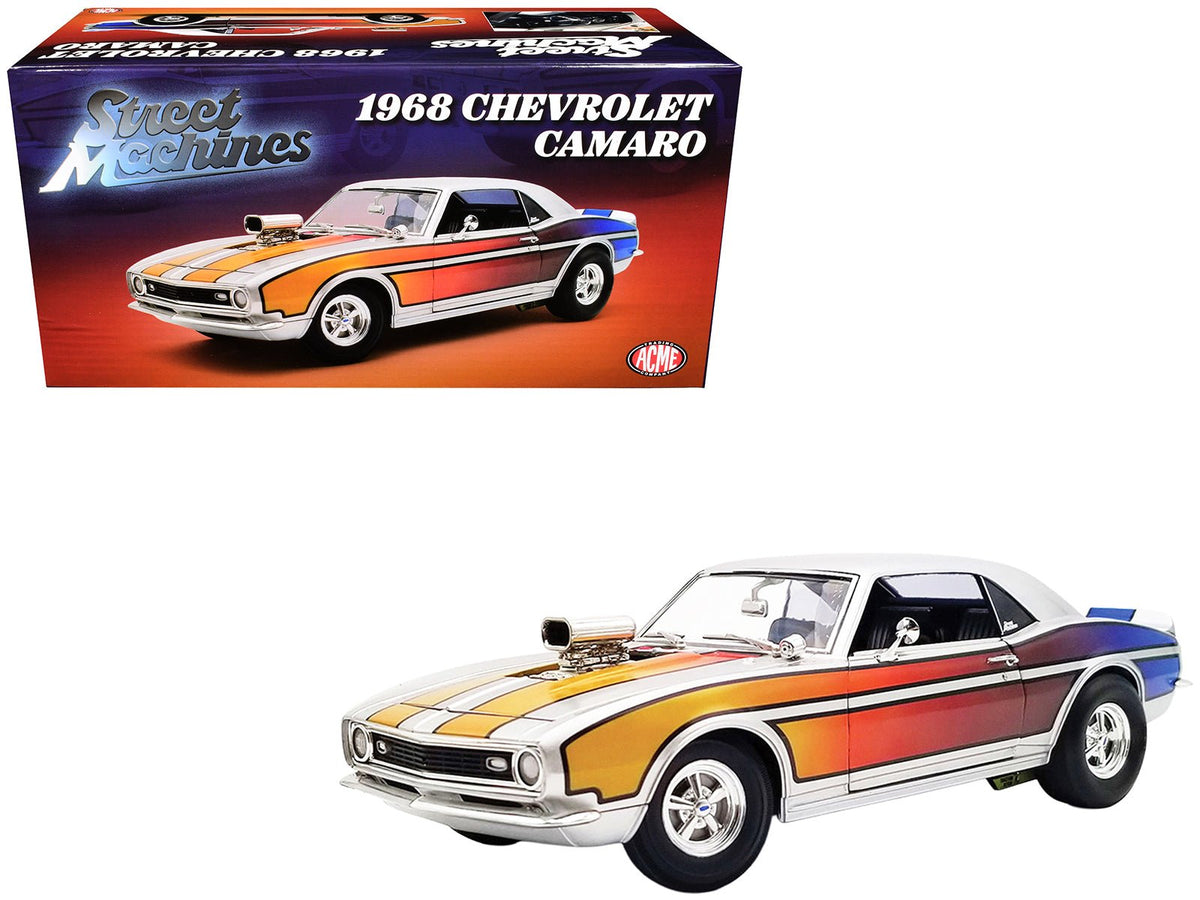 1968 Chevrolet Camaro "Street Machines" Silver Metallic with Graphics Limited Edition to 300 pieces Worldwide 1/18 Diecast Model Car by ACME-Acme-ModelCars.com