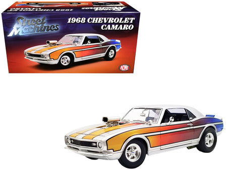 1968 Chevrolet Camaro "Street Machines" Silver Metallic with Graphics Limited Edition to 300 pieces Worldwide 1/18 Diecast Model Car by ACME-Acme-ModelCars.com