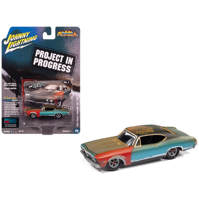1968 Chevrolet Chevelle SS 396 Tripoli Turquoise (Weathered) "Project in Progress" Series 1/64 Diecast Model Car by Johnny Lightning-Johnny Lightning-ModelCars.com