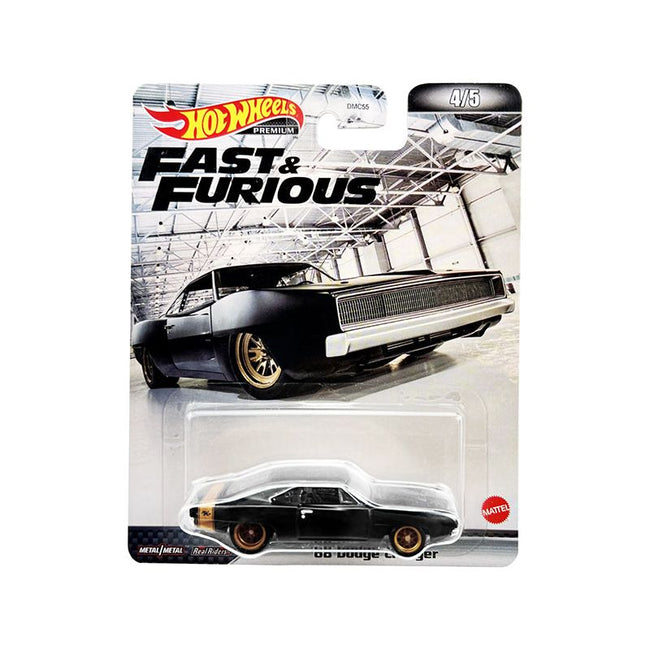 1968 Dodge Charger R/T Matt Black with Gold Tail Stripe "Fast & Furious" Series Diecast Model Car by Hot Wheels-Hotwheels-ModelCars.com