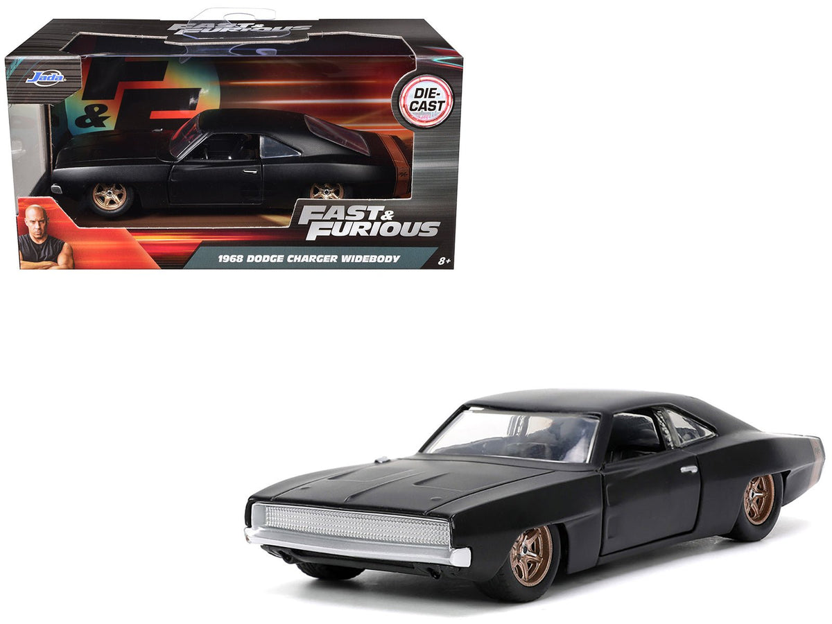 1968 Dodge Charger Widebody Matt Black with Bronze Tail Stripe "F9" (2021) Movie "Fast & Furious" Series 1/32 Diecast Model Car by Jada-Jada-ModelCars.com