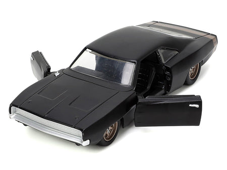 1968 Dodge Charger Widebody Matt Black with Bronze Tail Stripe "F9" (2021) Movie "Fast & Furious" Series 1/32 Diecast Model Car by Jada-Jada-ModelCars.com