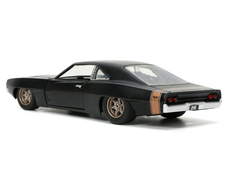 1968 Dodge Charger Widebody Matt Black with Bronze Tail Stripe "F9" (2021) Movie "Fast & Furious" Series 1/32 Diecast Model Car by Jada-Jada-ModelCars.com