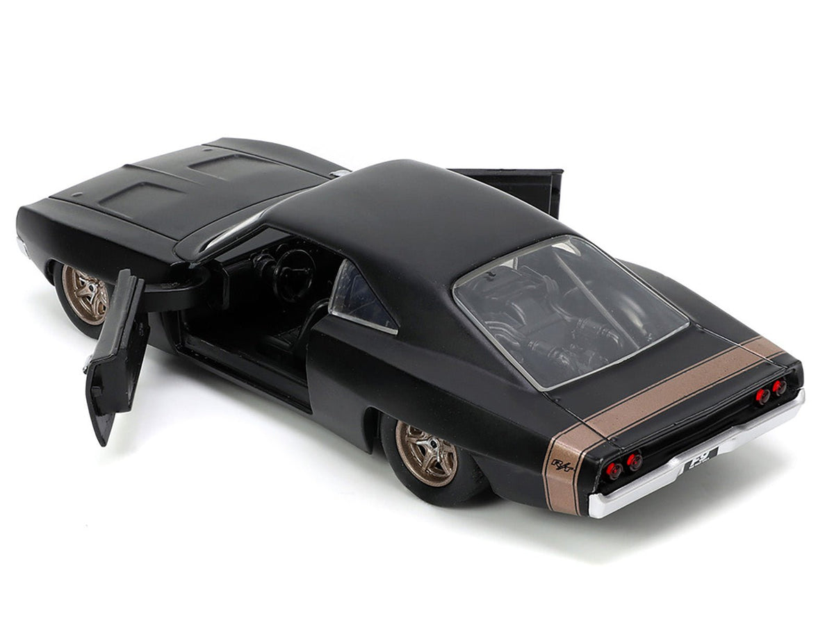 1968 Dodge Charger Widebody Matt Black with Bronze Tail Stripe "F9" (2021) Movie "Fast & Furious" Series 1/32 Diecast Model Car by Jada-Jada-ModelCars.com