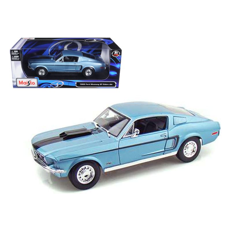 1968 Ford Mustang CJ Cobra Jet Blue 1/18 Diecast Model Car by Maisto-Maisto-ModelCars.com
