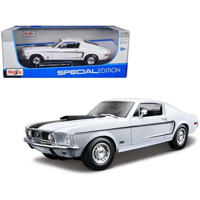 1968 Ford Mustang CJ Cobra Jet White 1/18 Diecast Model Car by Maisto-Maisto-ModelCars.com