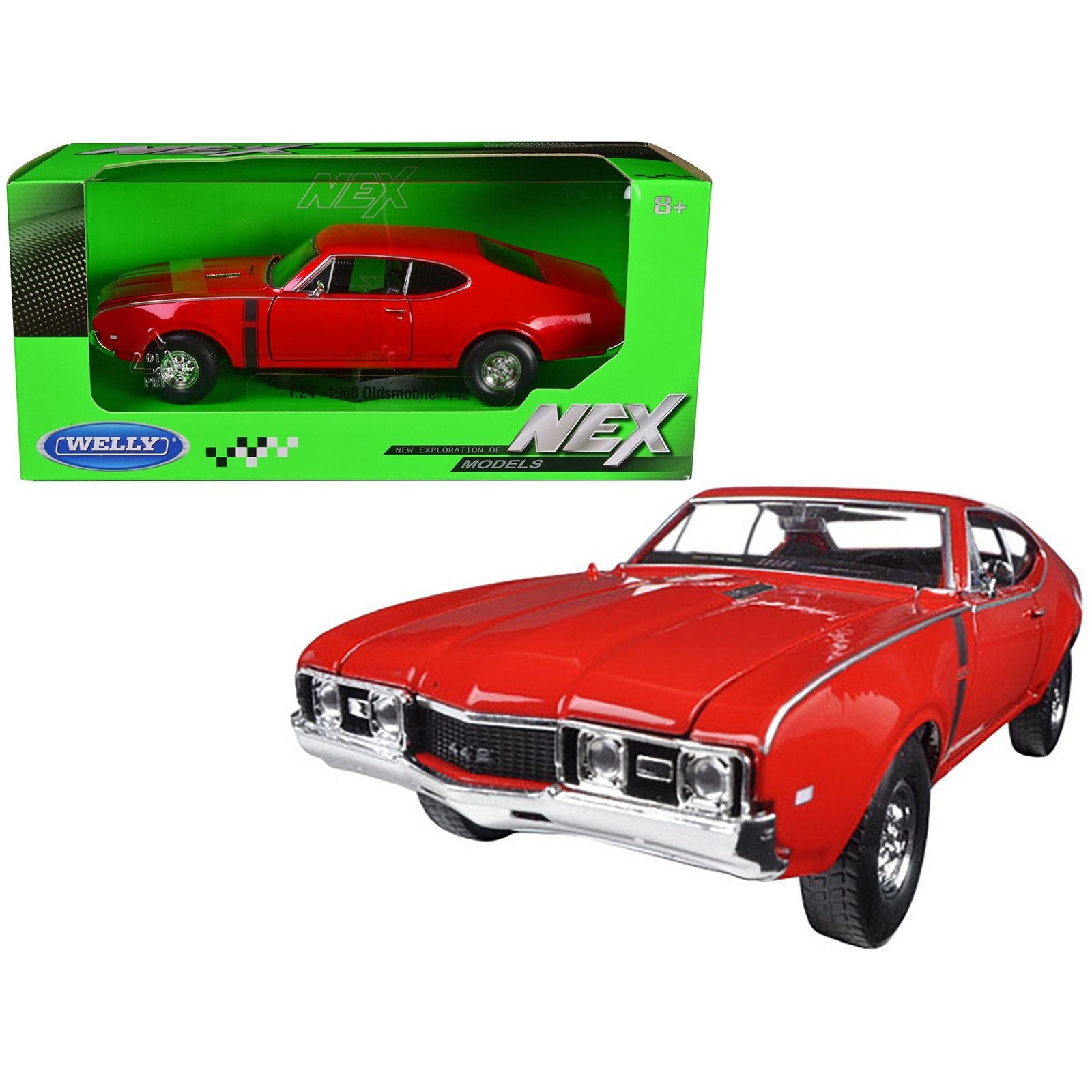 1968 Oldsmobile 442 Red 1/24 Diecast Model Car by Welly - Welly - ModelCars.com