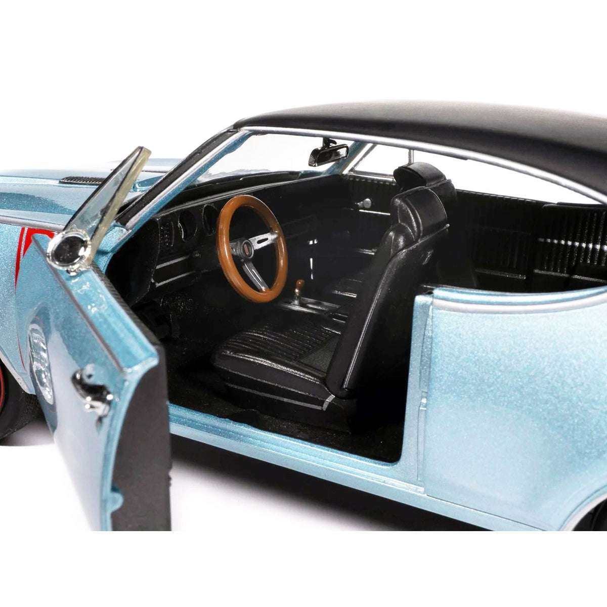 1968 Oldsmobile 442 W30 Holiday Coupe Teal Frost Metallic with Red Stripes and Black Vinyl Top "Hemmings Motor News July 2023 Cover Car" "American Muscle" Series 1/18 Diecast Model Car by Auto World-Autoworld-ModelCars.com