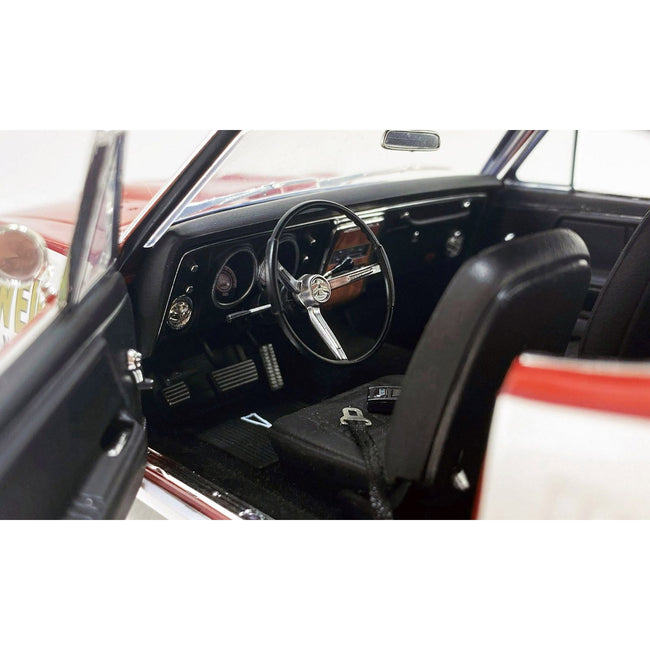 1968 Pontiac Firebird "First Ram Air II - Weidner Pontiac" White and Red with Stripes Limited Edition to 306 pieces Worldwide 1/18 Diecast Model Car by ACME-Acme-ModelCars.com