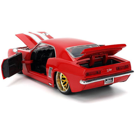 1969 Chevrolet Camaro #1 Red with White Stripes "Fast & Furious" Series 1/24 Diecast Model Car by Jada-Jada-ModelCars.com