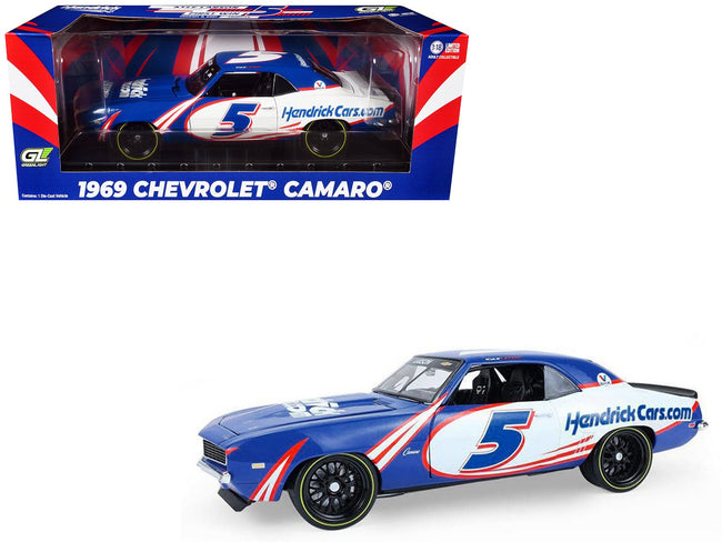 1969 Chevrolet Camaro #5 Kyle Larson "Hendrick Motorsports First Win Tribute" Blue and White with Graphics 1/18 Diecast Model Car by Highway 61-Highway 61-ModelCars.com