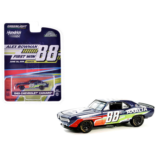 1969 Chevrolet Camaro 88 "Alex Bowman - Hendrick Motorsports First Win Tribute" Dark Blue with Graphics "Hobby Exclusive" Series 1/64 Diecast Model Car by Greenlight - Greenlight - ModelCars.com