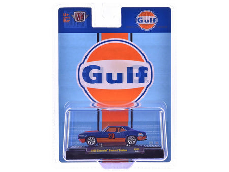 1969 Chevrolet Camaro Custom #20 "Gulf Oil" Dark Blue and Orange Limited Edition to 5500 pieces Worldwide 1/64 Diecast Model Car by M2 Machines-M2-ModelCars.com