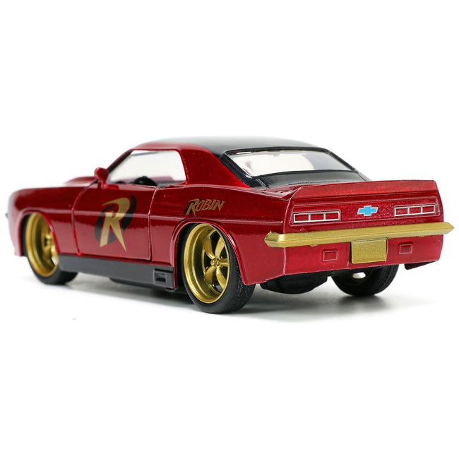 1969 Chevrolet Camaro Dark Red Metallic with Black Top and Robin Diecast Figure "Batman" "Hollywood Rides" Series 1/32 Diecast Model Car by Jada-Jada-ModelCars.com