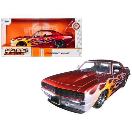 1969 Chevrolet Camaro Red with Flames 1/24 Diecast Model Car by Jada-Jada-ModelCars.com