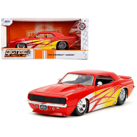 1969 Chevrolet Camaro Red with Graphics "BigTime Muscle" Series 1/24 Diecast Model Car by Jada-Jada-ModelCars.com