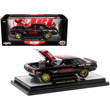 1969 Chevrolet Camaro SS 396 Black with Bright Red Stripes "Dart Machinery" Limited Edition to 5250 pieces Worldwide 1/24 Diecast Model Car by M2 Machines-M2-ModelCars.com