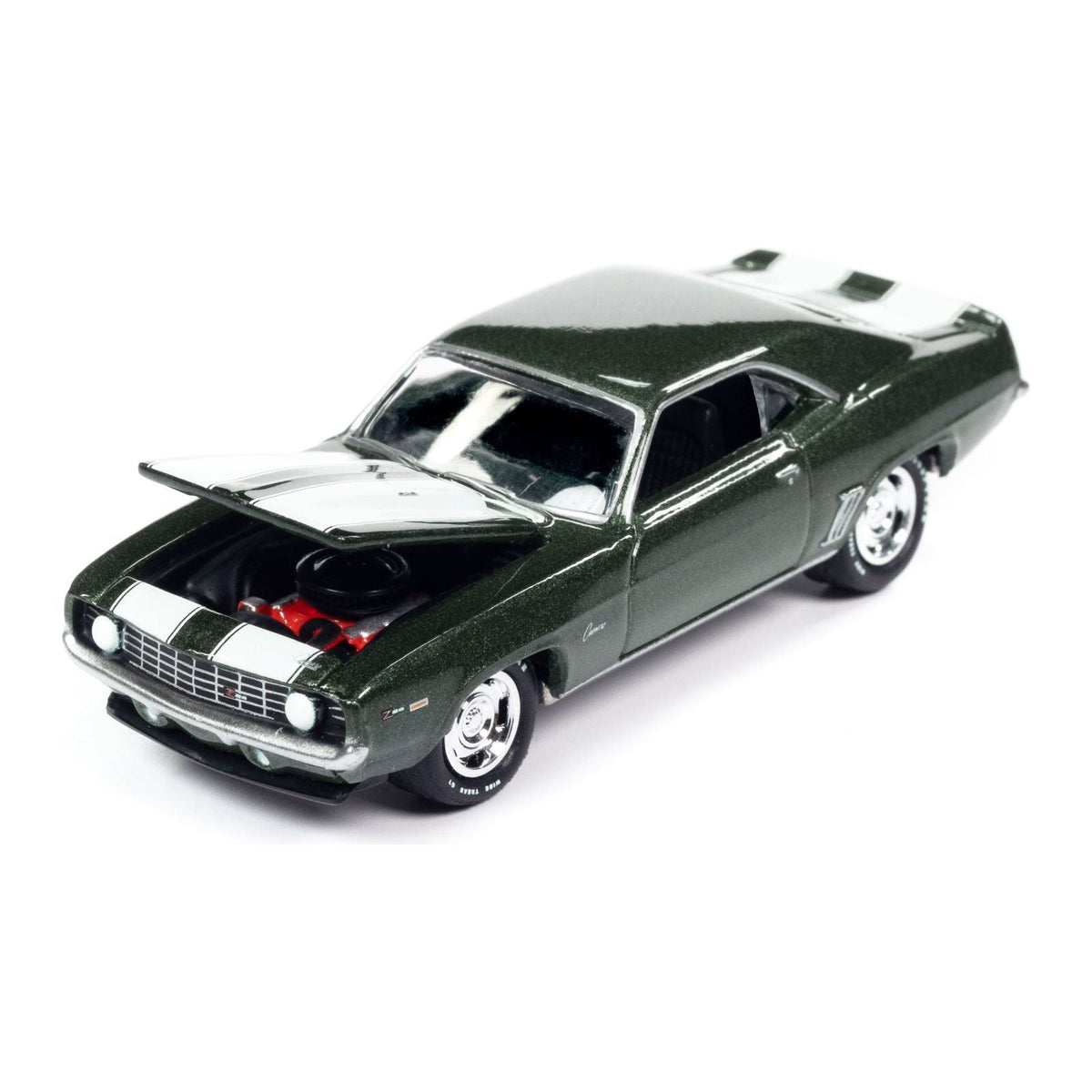 1969 Chevrolet Camaro Z/28 Green Metallic with White Stripes "United States Postal Service" "Pop Culture" 2023 Release 3 1/64 Diecast Model Car by Johnny Lightning-Johnny Lightning-ModelCars.com