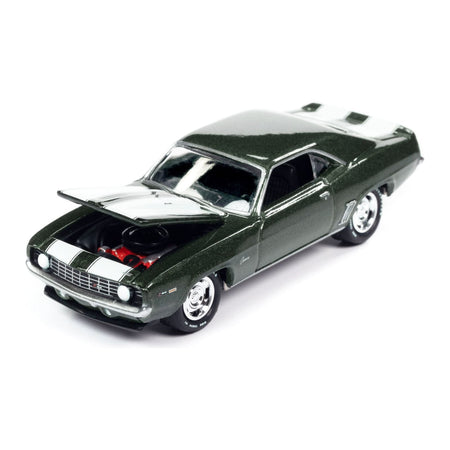 1969 Chevrolet Camaro Z/28 Green Metallic with White Stripes "United States Postal Service" "Pop Culture" 2023 Release 3 1/64 Diecast Model Car by Johnny Lightning-Johnny Lightning-ModelCars.com