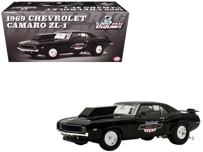 1969 Chevrolet Camaro ZL-1 "Drag Outlaws" Black Limited Edition to 372 pieces Worldwide 1/18 Diecast Model Car by ACME-Acme-ModelCars.com