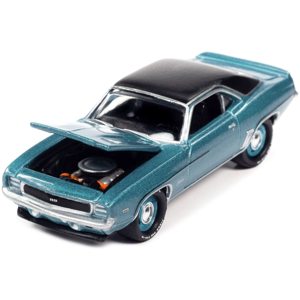 1969 Chevrolet COPO Camaro RS Azure Turquoise Metallic with Black Top "MCACN (Muscle Car and Corvette Nationals)" Limited Edition to 4140 pieces Worldwide "Muscle Cars USA" Series 1/64 Diecast Model Car by Johnny Lightning-Johnny Lightning-ModelCars.com