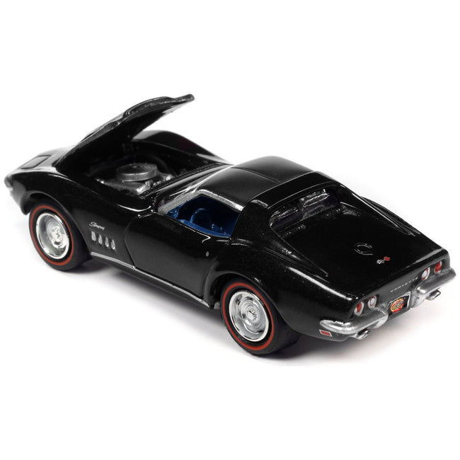 1969 Chevrolet Corvette 427 Tuxedo Black with Blue Interior "MCACN (Muscle Car and Corvette Nationals)" Limited Edition to 4212 pieces Worldwide "Muscle Cars USA" Series 1/64 Diecast Model Car by Johnny Lightning-Johnny Lightning-ModelCars.com