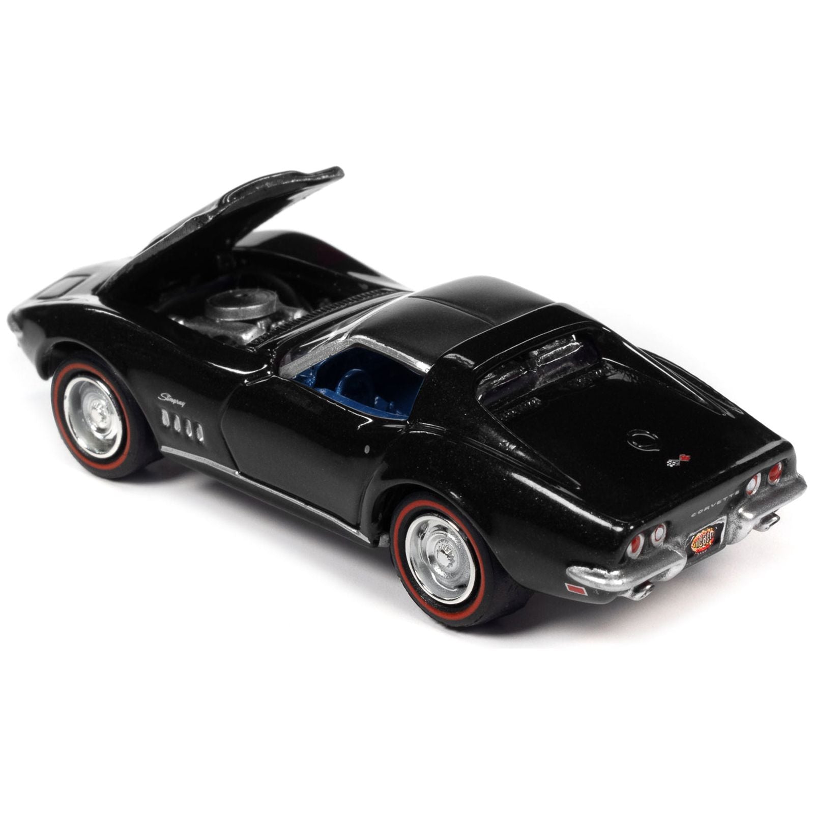 1969 Chevrolet Corvette 427 Tuxedo Black with Blue Interior "MCACN (Muscle Car and Corvette Nationals)" Limited Edition to 4212 pieces Worldwide "Muscle Cars USA" Series 1/64 Diecast Model Car by Johnny Lightning - Johnny Lightning - ModelCars.com