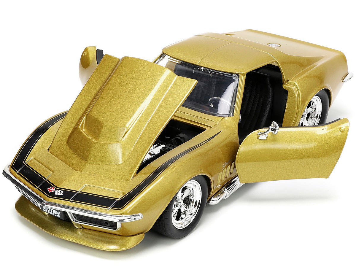 1969 Chevrolet Corvette Stingray ZL-1 Gold Metallic with Black Stripe "Bigtime Muscle" Series 1/24 Diecast Model Car by Jada-Jada-ModelCars.com