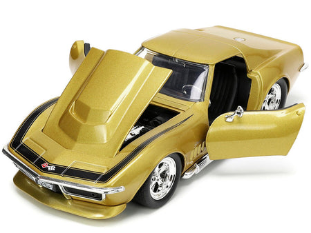1969 Chevrolet Corvette Stingray ZL-1 Gold Metallic with Black Stripe "Bigtime Muscle" Series 1/24 Diecast Model Car by Jada-Jada-ModelCars.com
