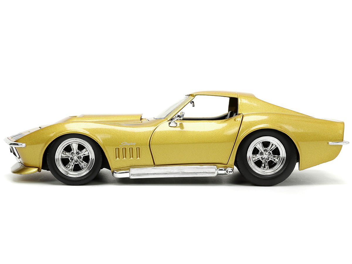 1969 Chevrolet Corvette Stingray ZL-1 Gold Metallic with Black Stripe "Bigtime Muscle" Series 1/24 Diecast Model Car by Jada-Jada-ModelCars.com