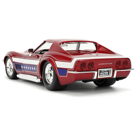 1969 Chevrolet Corvette Stingray ZL1 Red Metallic with Stars and Stripes Graphics "Bigtime Muscle" Series 1/24 Diecast Model Car by Jada-Jada-ModelCars.com