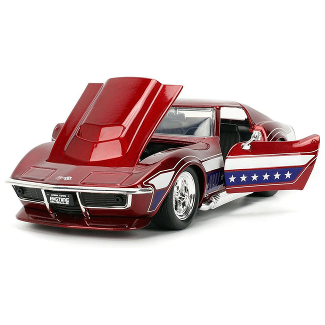 1969 Chevrolet Corvette Stingray ZL1 Red Metallic with Stars and Stripes Graphics "Bigtime Muscle" Series 1/24 Diecast Model Car by Jada-Jada-ModelCars.com
