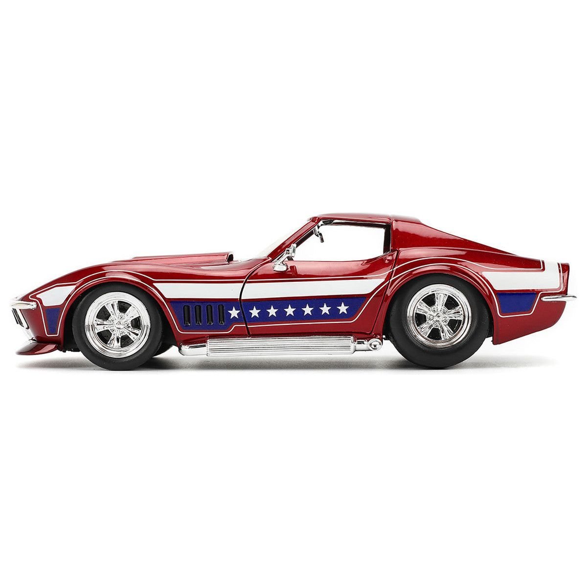 1969 Chevrolet Corvette Stingray ZL1 Red Metallic with Stars and Stripes Graphics "Bigtime Muscle" Series 1/24 Diecast Model Car by Jada-Jada-ModelCars.com