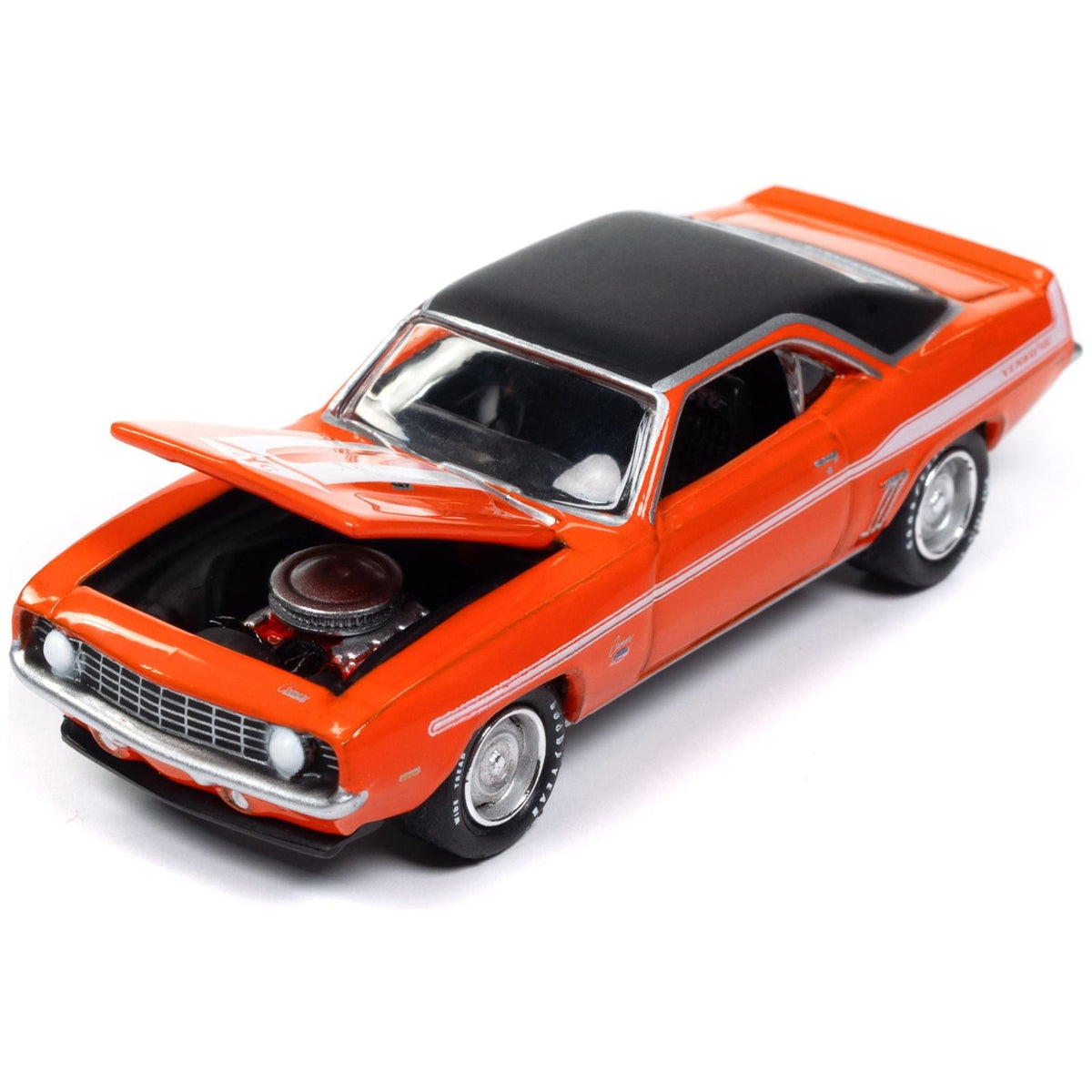 1969 Chevrolet Yenko Camaro Hugger Orange with White Stripes "Mecum Auctions" Limited Edition to 2496 pieces Worldwide "Hobby Exclusive" Series 1/64 Diecast Model Car by Johnny Lightning-Johnny Lightning-ModelCars.com