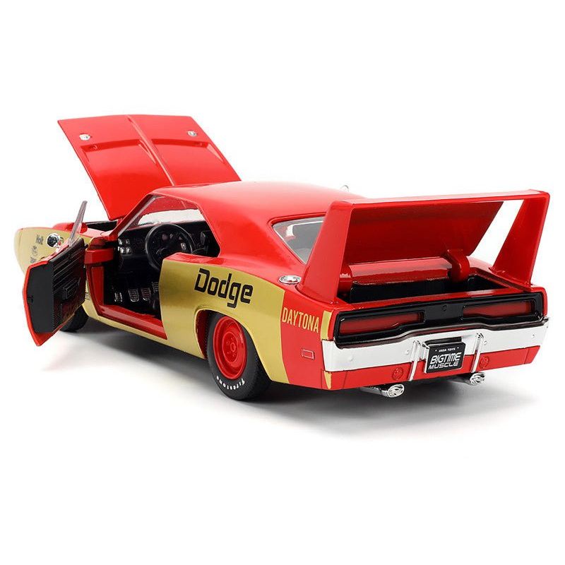 1969 Dodge Charger Daytona 33 Red and Gold Metallic with Graphics "Bigtime Muscle" Series 1/24 Diecast Model Car by Jada - Jada - ModelCars.com