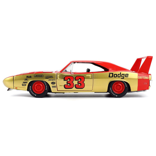 1969 Dodge Charger Daytona #33 Red and Gold Metallic with Graphics "Bigtime Muscle" Series 1/24 Diecast Model Car by Jada-Jada-ModelCars.com