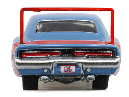 1969 Dodge Charger Daytona Blue with Red Stripes "America 250 Edition" "Anniversary Collection" Series 18 1/64 Diecast Model Car by Greenlight-Greenlight-ModelCars.com