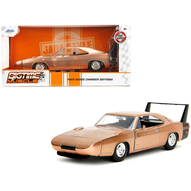 1969 Dodge Charger Daytona Bronze Metallic with Black Tail Stripe "Bigtime Muscle" Series 1/24 Diecast Model Car by Jada-Jada-ModelCars.com