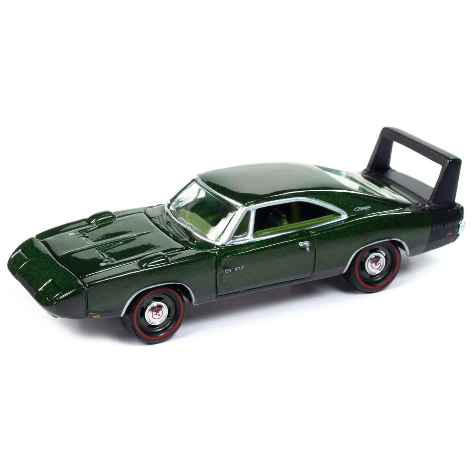 1969 Dodge Charger Daytona Dark Green Metallic with Green Interior "Mecum Auctions" Pop Culture 2024 Release 1 1/64 Diecast Model Car by Johnny Lightning - Johnny Lightning - ModelCars.com
