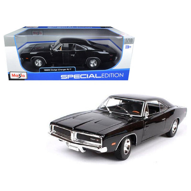 1969 Dodge Charger R/T Black 1/18 Diecast Model Car by Maisto-Maisto-ModelCars.com