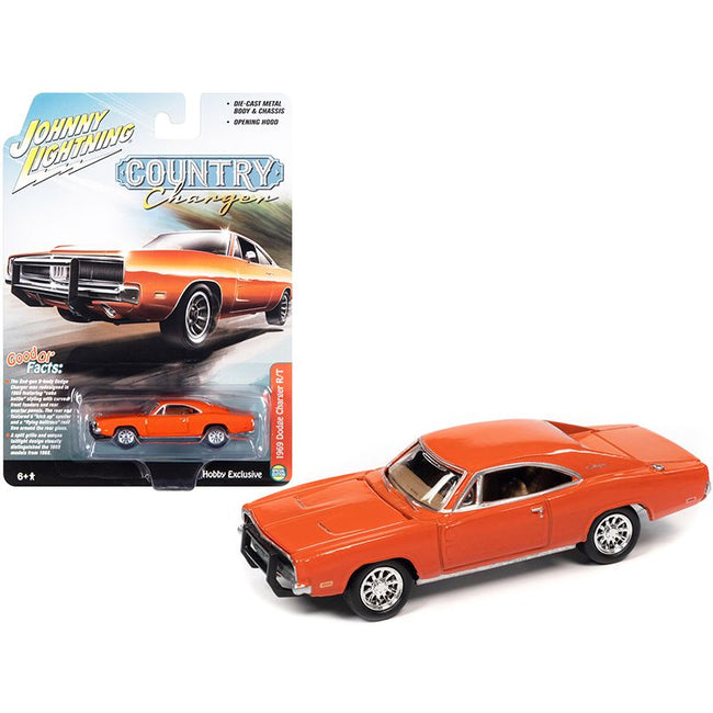 1969 Dodge Charger R/T Orange "Country Charger" 1/64 Diecast Model Car by Johnny Lightning-Johnny Lightning-ModelCars.com