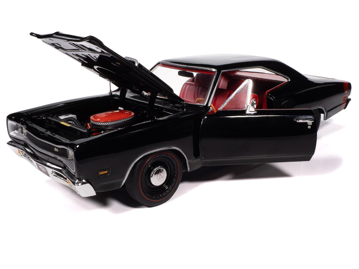 1969 Dodge Coronet Super Bee "Muscle Car & Corvette Nationals" (MCACN) Black with Red Interior "American Muscle" Series 1/18 Diecast Model Car by Auto World-Autoworld-ModelCars.com
