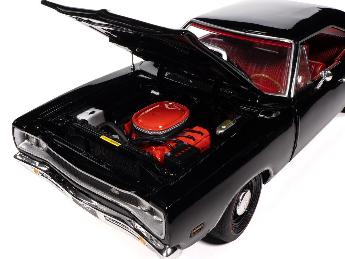 1969 Dodge Coronet Super Bee "Muscle Car & Corvette Nationals" (MCACN) Black with Red Interior "American Muscle" Series 1/18 Diecast Model Car by Auto World-Autoworld-ModelCars.com