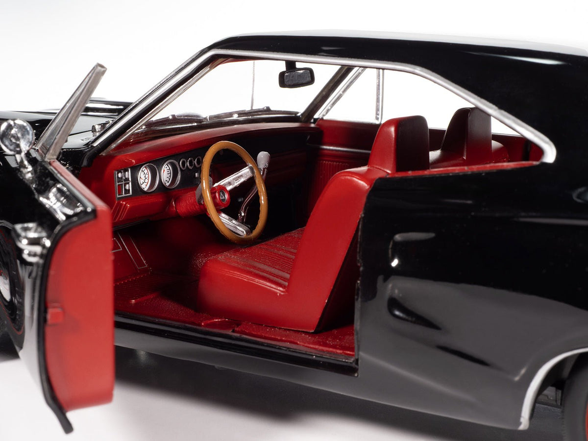 1969 Dodge Coronet Super Bee "Muscle Car & Corvette Nationals" (MCACN) Black with Red Interior "American Muscle" Series 1/18 Diecast Model Car by Auto World-Autoworld-ModelCars.com