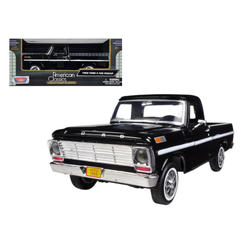 1969 Ford F - 100 Pickup Truck Black 1/24 Diecast Model Car by Motormax - Motormax - ModelCars.com