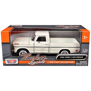 1969 Ford F-100 Pickup Truck Cream "Timeless Legends" Series 1/24 Diecast Model Car by Motormax